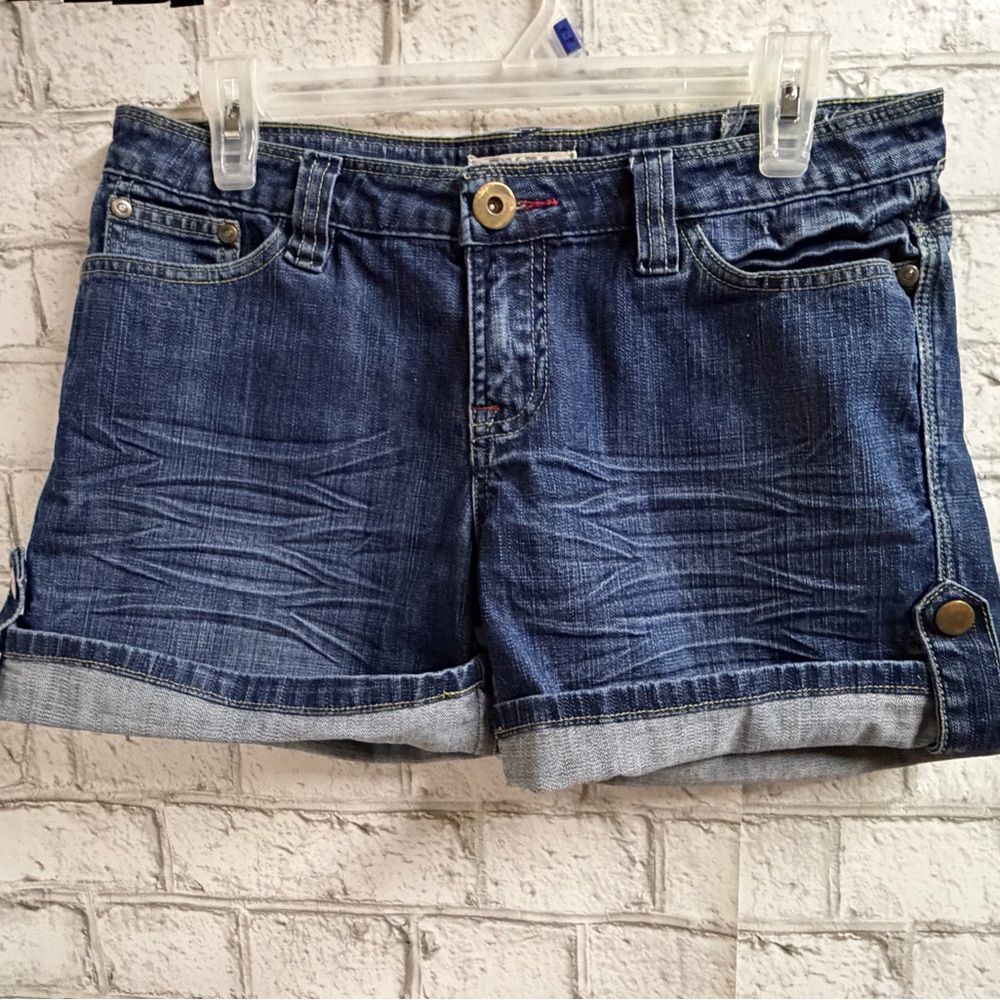 Costa Blanca Dark Blue Rolled-Hem Denim Shorts